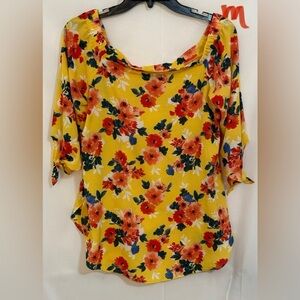Multicolored Asymmetrical 3/4 Sleeve Blouse